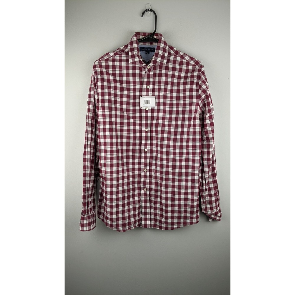 Tommy Hilfiger Men's Red/White Check Dress Shirt 15½ 34/35 – Long Sleeve
